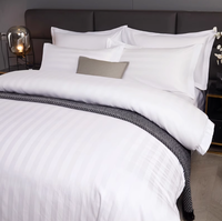 Draps de lit d'hôtel en coton blanc moderne 1cm/3cm Literie confortable de luxe rayée en satin