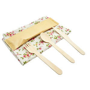 Meilleures ventes : Ensemble de couverts jetables biodégradables en bois (couteau, fourchette, cuillère, serviette) – Combinaison libre pour la restauration - Product Image 2