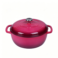 Cocotte en fonte émaillée marron dégradé 3QT, durable et antiadhésive, avec couvercle auto-irrigant
