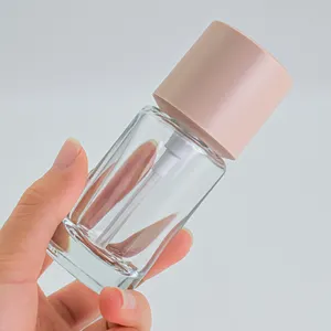 Siyah pompa 30 mL şeffaf silindir kalın cam alt vakfı şişe üreticisi sıvı kozmetik ürünleri