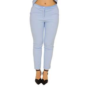Pantalon pour femme rose ciel taille haute coupe slim longueur courte décontracté - Product Image 5