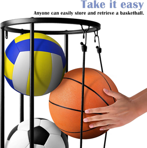 Estante de exhibición de baloncesto y Rugby doméstico personalizado negro de hierro independiente cilíndrico portátil - Product Image 4