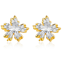 Anting-anting bunga berlapis emas 18k dan platinum perak berkualitas tinggi, modis, lucu, berbahan kuningan, unisex, untuk pesta, grosir