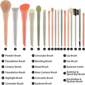 Maquillage Offre Spéciale 17 Pts liquide mat manche en bois étanche ensemble de pinceaux de maquillage sac de maquillage éponge usine professionnelle - Product Image 5