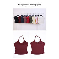 Ensemble de sport nude de haute qualité : haut de yoga à col halter en V avec bretelles réglables et leggings taille haute très élastiques – Ensembles de yoga