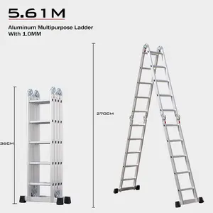 1.0MM Warehouse Multifunctional Foldable Metal Canister Portable Folding Ladder With Light Weight 20 Steps