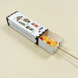 Barquette jetable rectangulaire en carton imprimé coloré pour saucisses, hot-dogs sur broche, et autres snacks de rue - Product Image 4