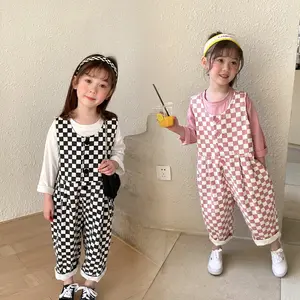 Wholesale Boutique Baby Girls Romper Fashion Checkerboard Overalls Clothing For Children Girls 2022 Hot Sale Kids Jumpsuits