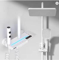 Robinet de Douche de Salle de Bain à Affichage Numérique LED, Mitigeur de Baignoire 4 Voies, Système de Douche Carré à Effet Pluie avec Touches Piano
