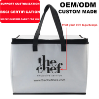Sac isotherme personnalisé avec logo, carré, pour la livraison de nourriture à emporter, la bière, le déjeuner, grand sac de pique-nique, imperméable, blanc, sacs isothermes
