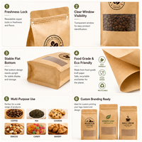 Sacs Doypack en papier kraft brun jetables avec fenêtre, refermables par fermeture éclair, thermoscellables, pour emballage OEM & ODM