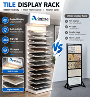 Présentoir multi-niveaux en métal pour carreaux de quartz avec éclairage LED, idéal pour usines OEM