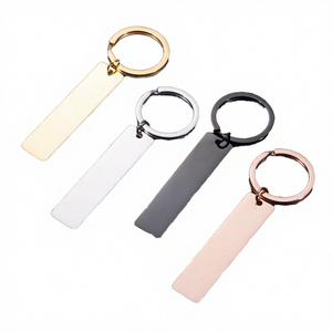 Llaveros Rectangulares Metálicos Brillantes para Grabado Personalizado, Etiquetas Colgantes DIY con Anillo para Llaves - Product Image 4