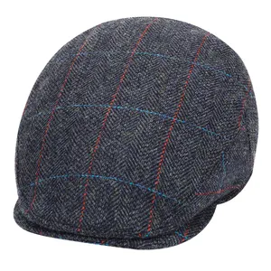 niedriges Moq Profil Säuregewaschen Herren schwarze Ivy-Mütze und Hut westliche Kältebeständige Mode flacher Hut Wollmütze