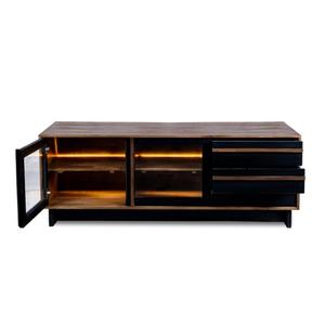 ตู้ไซด์บอร์ดไม้เนื้อแข็งสไตล์นอร์ดิกสีวอลนัทดำ ตู้เก็บของอเนกประสงค์สำหรับห้องครัวและห้องนั่งเล่น เฟอร์นิเจอร์ตกแต่งบ้าน - Product Image 2