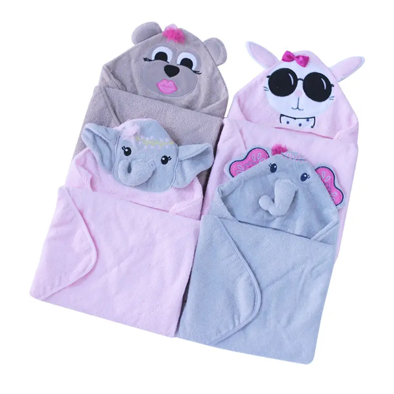 Animal face organic large kids bath softest elephant cover comfort cotton hooded baby toweling poncho con cappuccio