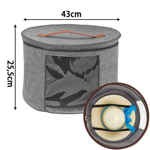 Fashionable Multiple Function Round Bottom Hats Toys Storage Packaging Organizer Felt Handle Bags with clear PVC Window