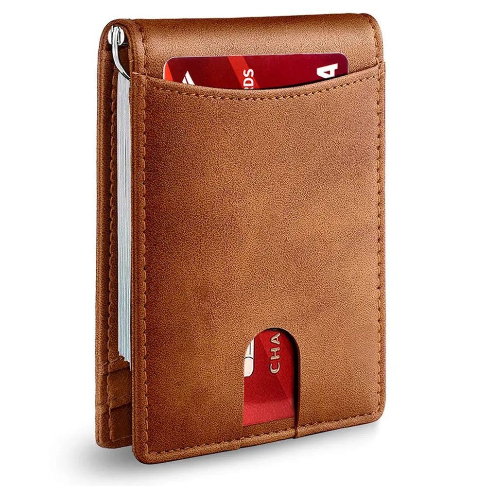 Fashion Hot Selling Block Wallet Men Leather Minimalist Slim Credit Card ID Holder Wallet Slim Wallet