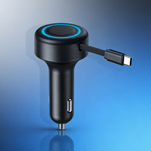 Chargeur de voiture rapide QC 3.0 20W tendance, rétractable, pour téléphones portables et ordinateurs portables, noir - Product Image 1