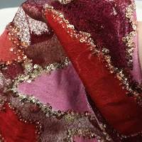 Dentelle en velours polyester/coton écologique brodée de luxe avec broderie de sequins sur tissu voile pour mariages et fêtes