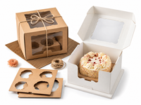 Boîte à gâteau en papier kraft personnalisée avec logo, emballage de boulangerie en carton avec poignée pour desserts et cadeaux alimentaires, directement de l'usine