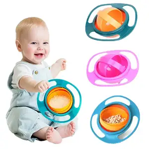 2024 Neue anpassbare sichere Bpa Free Kinder Kunststoff Anti-Rutsch-Baby fütterung Universal 360-Grad-Babyprodukte Non Spill Bowl