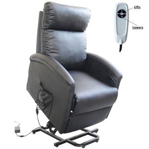 Fauteuil inclinable TV moderne en similicuir <span class=keywords><strong>noir</strong></span>, réglable électriquement, avec structure en bois, fauteuil releveur - Product Image 2