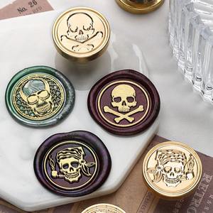 Têtes de sceau de cire Suidis Dark Series en cuivre, motif crâne fantaisie d'Halloween, fournitures artisanales faites à la main - Product Image 4