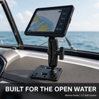 Adaptateur de montage à boule de 1,5 pouce à base carrée de qualité marine robuste avec motif de trous AMPS pour GPS, sondeur de pêche, bateau, camion