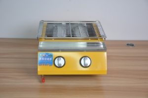 Yellow Stainless Steel Gas <b>BBQ</b> <b>Grill</b> With Dual Burners For Outdoor Meat Roasting And Barbecue Cooking - Product Image 4