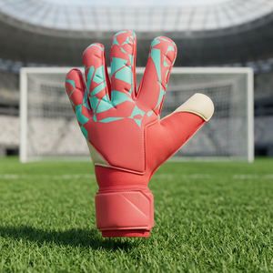 Vente flash - Gants de gardien de but de football rouge et blanc - Coupe négative de 4 mm et gants de gardien de but en latex embossé - Product Image 5