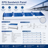 Panneau sandwich EPS préfabriqué à faible coût, panneau de cloison, panneau sandwich en polystyrène expansé