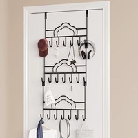 NFS Crochet au-dessus de la porte Porte-manteau en métal sans perçage Location Sac temporaire étendu Rangement mural pour vêtements Cintre de porte