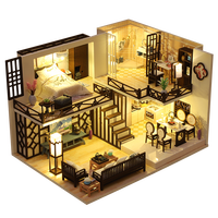 Kit de Casa de Muñecas en Miniatura de Madera Ensamblado a Mano al por Mayor, Adorno de Escritorio DIY de Mini Villa China Moderna Estilo Loft