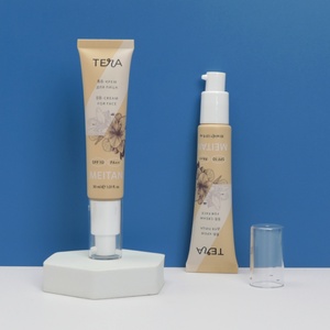 Luxury Customized Hand Cream Lotion Cosmetic <b>Tube</b> Round <b>Plastic</b> Squeeze Packaging Pump - Product Image 5