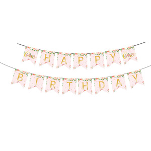 First Birthday Party <b>Tablecloth</b> Floral <b>Pink</b> Gold One Theme Disposable Decorations for Baby Girl Celebration - Product Image 3