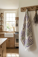 Serviettes de cuisine 100% coton, imprimé champ de lavande de Provence, style campagnard français, 40x60cm