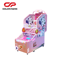 Machine de jeu d'arcade de basket-ball à monnayeur pour enfants, rose, colorée, avec dessins animés mignons, équipement de jeu de tir de balles