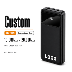 พาวเวอร์แบงค์อุปกรณ์อิเล็กทรอนิกส์สำหรับผู้บริโภค ความจุ 10000mAh 20000mAh พร้อมสายชาร์จ 3 เส้นในตัว หน้าจอแสดงผลดิจิตอล ช่องเสียบ USB คู่ สำหรับใช้งานกลางแจ้ง - Product Image 1
