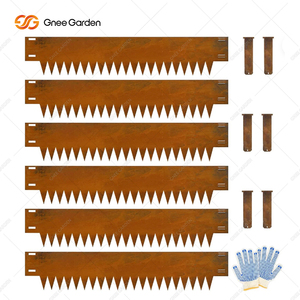 Gnee Garden 6 Pack 10 Inch Rust Color Rectangle Garden Bed <b>Edging</b> with Latches Weatherproof <b>Metal</b> <b>Border</b> for Outdoor Gardens - Product Image 2