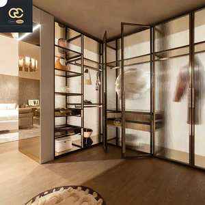 خزانة ملابس فاخرة إيطالية الصنع، مجموعة أثاث غرفة نوم، تصميم فيلا، خزانة ملابس زجاجية لغرفة الملابس - Product Image 2