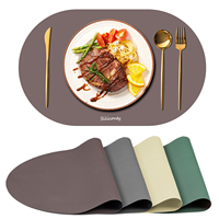 Set de table antidérapant double face couleur avec texture simili cuir, résistant à la chaleur, pour table de salle à manger, cuisine, OEM