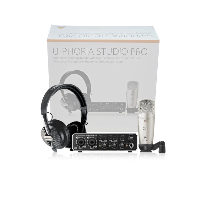 Behringer U-Phoria Studio Pro Recording Bundle - PA System&USB Audio Interface & Condenser Microphone Studio Music Equipment Set