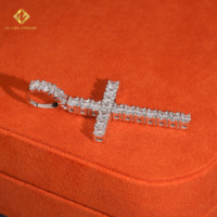 Joyería IGI de lujo, hecha a medida, brillante y a la moda, colgante de cruz de plata de ley 925 con diamante cultivado en laboratorio y certificado.