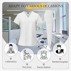 Superventas multicolor de manga corta Scrub Set personalizado Hospital enfermera ropa de trabajo último diseño uniformes al por mayor - Product Image 5