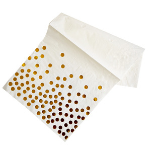 Hanlin Gold Foil Polka Dot Napkins 330mm Three Ply Disposable Paper Napkins For Birthday Party Hotel Restaurant - Product Image 3