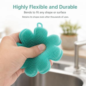 Multi Purpose Silicone Dish Scrubber Flower Kitchen Cleaning <b>Brush</b> for Dishes Cups <b>Bottles</b> Food Grade Eco Friendly Reusable - Product Image 4