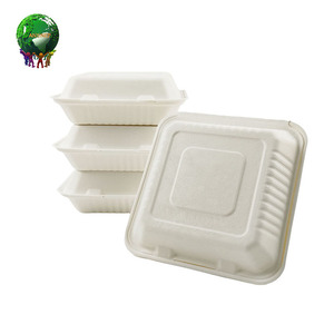 Anxin Biodegradable Compostable Sugarcane Bagasse Eco Custom Patty Disposable Pizza Box Burger Box For Fast Food Packaging
