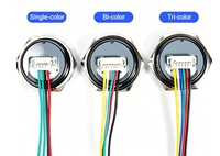 Bouton-poussoir métallique fin pré-câblé 16/19/22/25/30MM avec symbole d'alimentation LED RGB étanche, bouton momentané personnalisable