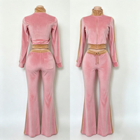 Ensemble deux pièces pour femmes, vêtements Y2K, logo personnalisé, streetwear pour femmes, veste zippée rayée et pantalon de yoga évasé, ensembles de survêtements pour femmes